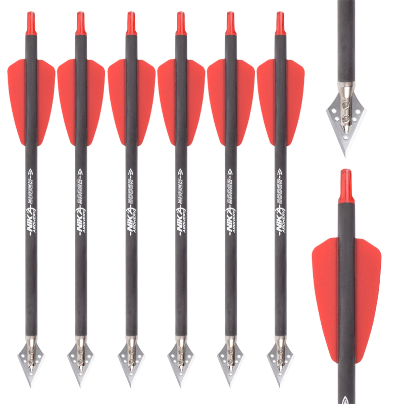 114521-04 ID6.2mm Carbon Fiber Crossbow Bolts Steel Blade Broadheads COBRA SYSTEM ADDER/R9/RX Archery Hunting