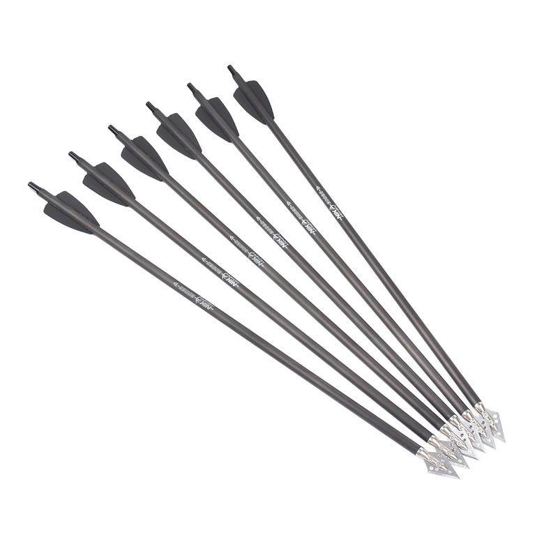 15inches ID6.2mm Carbon Arrow Bolts With 2inches Black Vane For RX Crossbow
